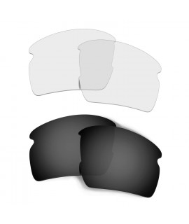 Hkuco Mens Replacement Lenses For Oakley Flak 2.0 XL Sunglasses Black/Transparent Polarized